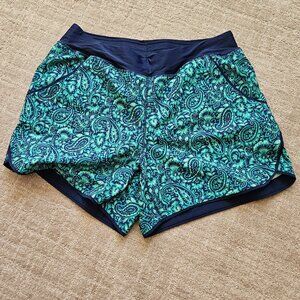 Navy/Emerald Paisley 5" Swim Shorts